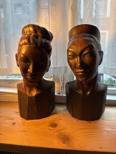 Vintage Büste Kopf Standkopf Asiatisches Paar Keramik 50er