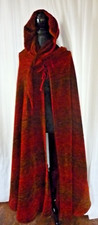 Rot/braunes Chenille Samt Cape Umhang Kapuze/Gothik Steampunk Mittelalter Hexen