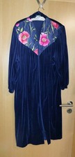 Damen Bademantel Gr. 48 Blau von Miss Ulrike Mit Blumen