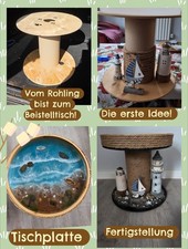 Absolutes Unikat! Handgefertigter Design-Tisch aus Kabeltrommel mit Epoxidharz