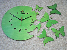 moderne Wanduhr Dekouhr Wanduhren Wandtattoo Wanddeko Schmetterlinge grün