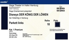 7x König der Löwen Hamburg 20.12.2025 - 20:00 Uhr Kategorie 1 (Premium)