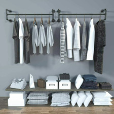 Stabil Kleiderständer Wand Kleiderstange Schwarz Garderobenstange für Schrank 