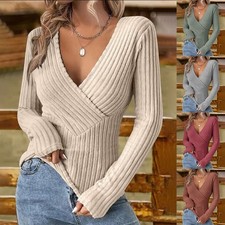 Sexy Damen V-Neck Basic Tops