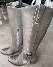 Hugo Boss Damen Stiefel, Größe 37 Grau Leder