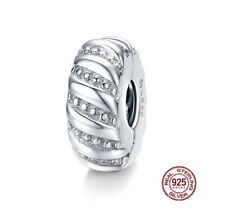 Charm Stopper Ring Clip 925 Silber Streifen - Passt auch für Pandora Armband