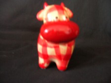 Sparschwein KUH  Sparkuh Spardose rot kariert  ca.L 10,5 cm 10 H Porzellan o.ä.