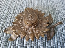 Antikes Jugendstil Tintenfass  Form Sonnenblume mit Käfer Messing oder Bronze