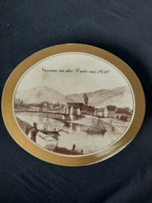 Alte ovale Seifenschachtel Motiv Nassau an der Lahn um 1830Vitri mit Packseide