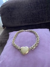 VINTAGE MODESCHMUCK EXTRAVAGANTE DICKE KORDELKETTE & MAXI GROSSES HERZ Kl. STEIN