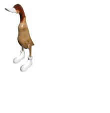 Laufente XXL mit Stiefeln aus Bambus weiss/natur Ente mit Stiefel Teak Holz Ente