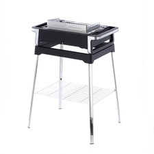 Severin 8117 Elektro-Grill 2 Grillzonen Schwarz Silber Gartengrill Standgrill