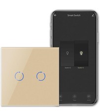 2er-Pack CNBINGO Smart Touch Lichtschalter Neutralleiter Wird Benötigt Gold