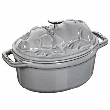 Staub Kochgeschirr Cocotte Bräter Kochtopf Bratentopf Schwein 17 grau oval