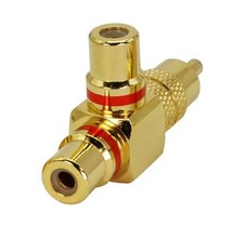 1x Premium Cinch-Adapter(Y-Adapter) | Cinch Stecker auf 2 x Cinch-Kupplung #rot#