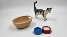 Schleich Bauernhof-Tiere Katze 13638 mit Napf und Korb (49)
