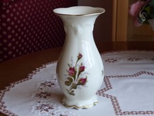 Rosentahl Classic Rose Vase Blumenvase mit Rosenmotiv Moosrose H 18 cm elfenbein