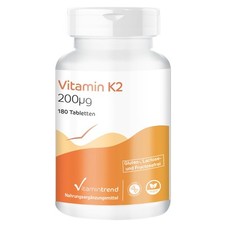 Vitamin K2 200 µg - 180 Tabletten natürliches Menaquinon MK7 für 1/2 Jahr, VEGAN