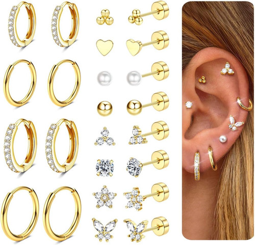 Paar gold ohrringe - gold,