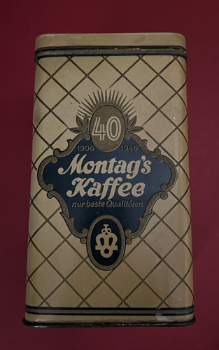 Antike blechdose montag - blechdose, j.montag‘s