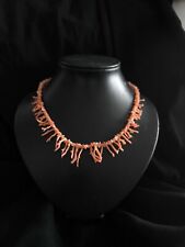 Korallenkette echte Lachsfarbene Astkoralle  Vintage Halskette Rosa Koralle 