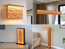 LED Holzlampe indirektes Licht dimmbar über Schalter hängend Wohnzimmer Esstisch