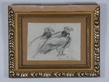 Zeichnung Otto Dill Dachau Bleistiftzeichnung Geier Vogel 10,5x15
