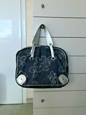 Tasche Tragetasche Marke Plinio Visona Made in Italy Stoff Jeans Leder 80er