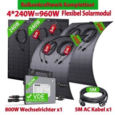 960W/800W Balkonkraftwerk Komplettset Photovoltaik Solaranlage Flex Solarmodule