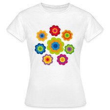 70er Jahre Hippie Flower Power Kostüm Blumen Outfit Frauen T-Shirt