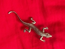 Anstecker Eidechse Echse gold vergoldet goldfarben Brosche Erbstück Oma Schmuck