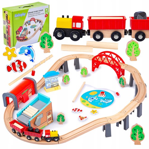 Holzeisenbahn set mit lok - holzeisenbahn,
