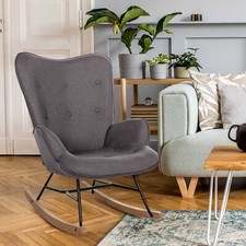 moderner Schaukelstuhl Stoffbezug dunkelgrau Relaxsessel Schaukelsessel design