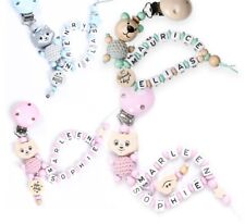 Schnullerkette mit Name für Doppelname lange Namen  ♥Baby♥Geburt♥Geschenk
