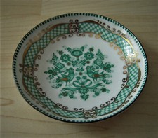 ARTA Handmade Austria* kleine Vintage Emaille Schale Ø 10cm* Taube* türkis gold