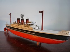 altes Arnold Blechschiff, Blechdampfer, Uhrwerk, Original