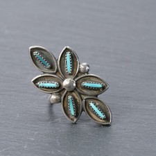 Blüte Türkis Sterling Silber Ring Türkis Rg 53 Navajo Zuni Indianer
