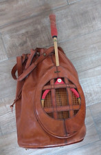 "JacBag" Vintage Leder Squash-/Badminton-Tasche Rucksack robust ca. 1970