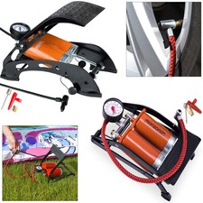 Fußpumpe Fußluftpumpe Doppelzylinder Adapterset Fahrrad Auto Luftmatratze KFZ