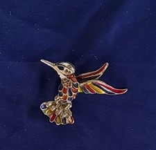 silberfarben Rot Blau Gelb Emaille Kolibri Form Anstecknadel Brosche