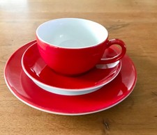 Dibbern Schönwald Solid Color Gedeck, Tasse U-Tasse Kuchenteller, rot 