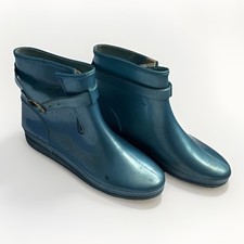 Stefania Girl Gummistiefel Metallic Blau 39 Made In Italy Chelsea Boots  