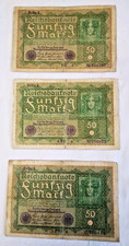 3 Reichsbanknoten zu je 50