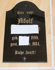 grab stein glas platte schwarz alt antik top vintage fried hof deko datiert 1934