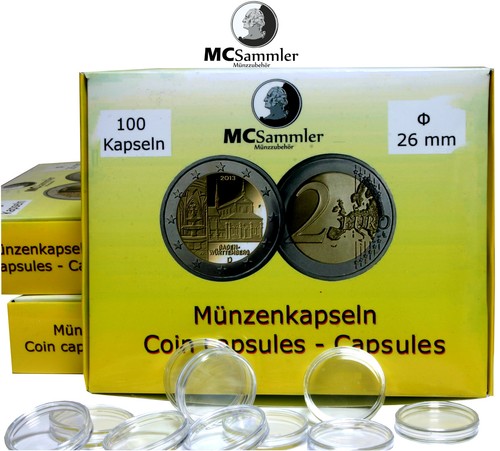 Münzkapseln 26mm für - 2, euro
