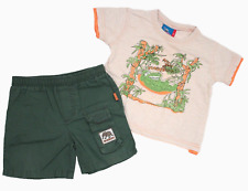 Topolino 2tlg Set Jungen kurze Hose Shorts T-Shirt Gr. 80 grün beige Krokodil