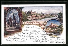 Lithographie Aschaffenburg, Gesamtansicht 1899 