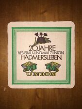 Bierdeckel * 20 Jahre VEB Brau- und Malzunion Hadmersleben Union