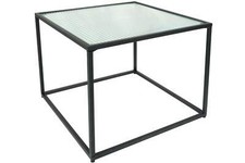Metall Beistelltisch mit Glasplatte 42x42 cm quadratisch schwarz Gestell Ablage