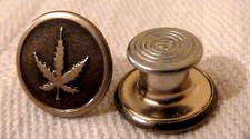 Cannabis Hanfblatt - 30x 14mm Metall Pk Jeans Typ Knöpfe & Pfeil Nägel Hammer auf